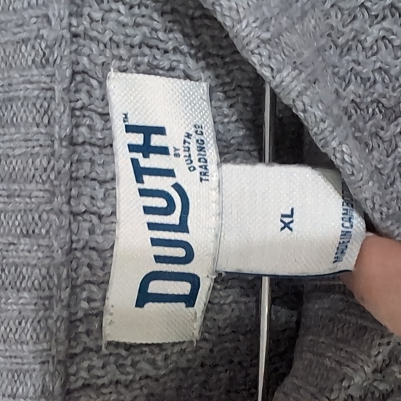 Duluth Light Grey Heavy Cotton Knit Crewneck Sweater Size Extra Large - Picture 2 of 4